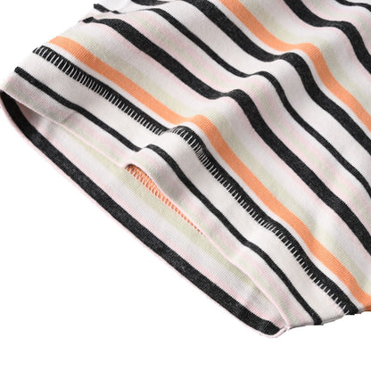 Ink-splashed hand-painted letter print striped short-sleeved T-shirt