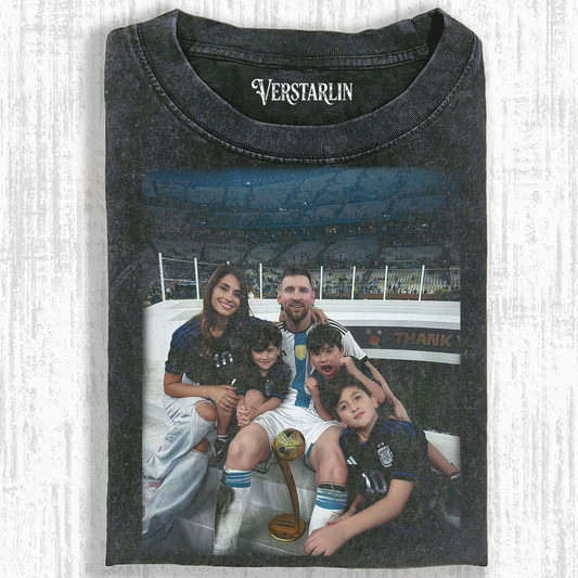 Messi Argentina World Cup Family Portrait Retro Tee