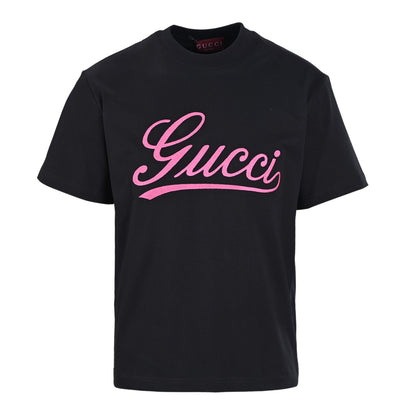Classic style cursive logo embroidered short-sleeved T-shirt
