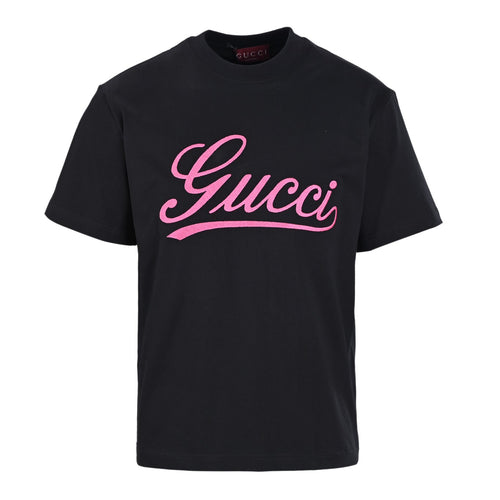 Classic style cursive logo embroidered short-sleeved T-shirt