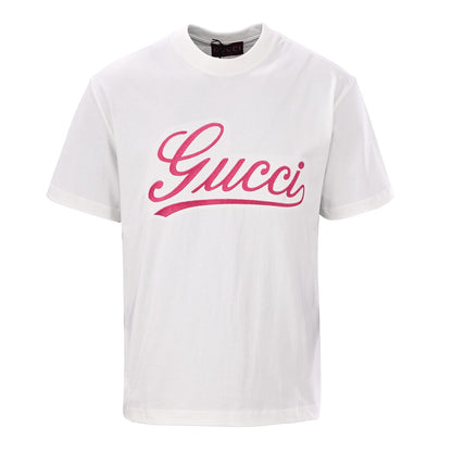 Classic style cursive logo embroidered short-sleeved T-shirt