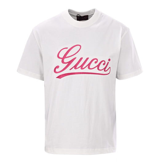 Classic style cursive logo embroidered short-sleeved T-shirt