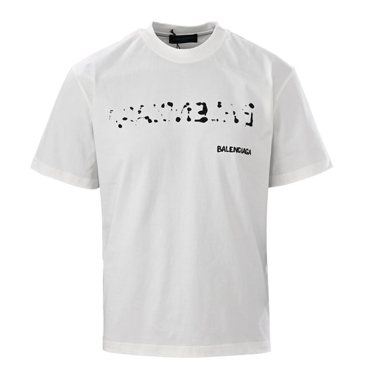 Hand-painted graffiti printed wash short-sleeved T-shirt