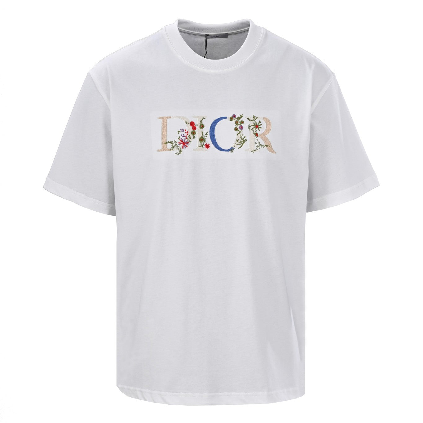 Floral embroidered short-sleeved T-shirt