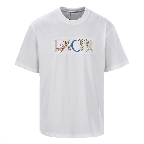 Floral embroidered short-sleeved T-shirt