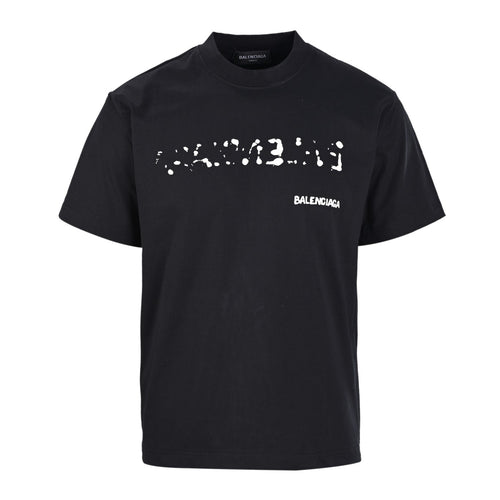 Hand-painted graffiti printed wash short-sleeved T-shirt