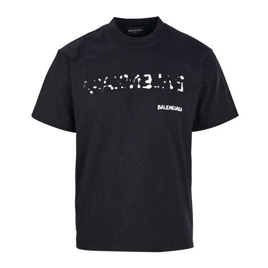 Hand-painted graffiti printed wash short-sleeved T-shirt