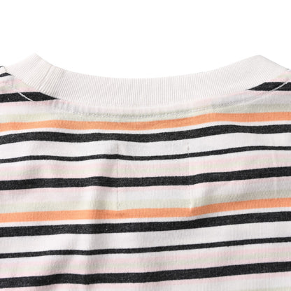Ink-splashed hand-painted letter print striped short-sleeved T-shirt