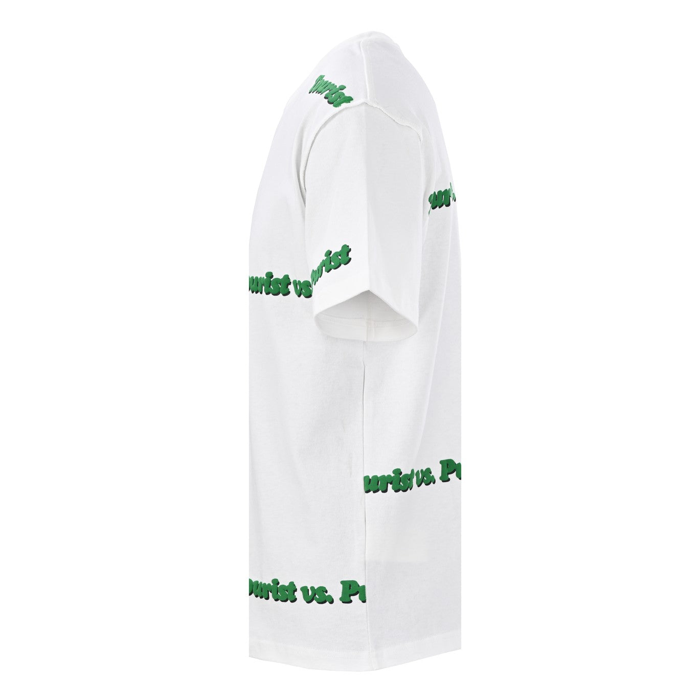 Green foam letters round neck short-sleeved T-shirt