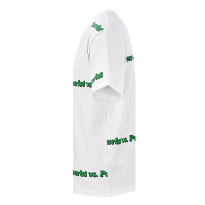 Green foam letters round neck short-sleeved T-shirt