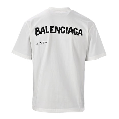 Hand-painted graffiti printed wash short-sleeved T-shirt