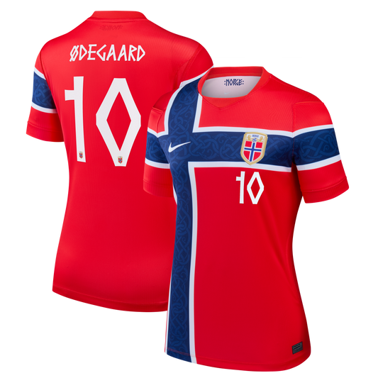 Martin Ødegaard Norway National Team Women's 2026 Home Stadium Replica Jersey - Red