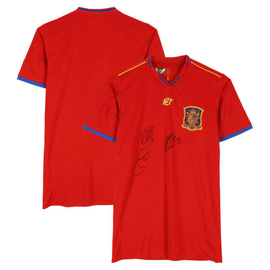 Xavi, Xabi Alonso & David Villa Spain National Team 2010 Red Home Jersey - Icons