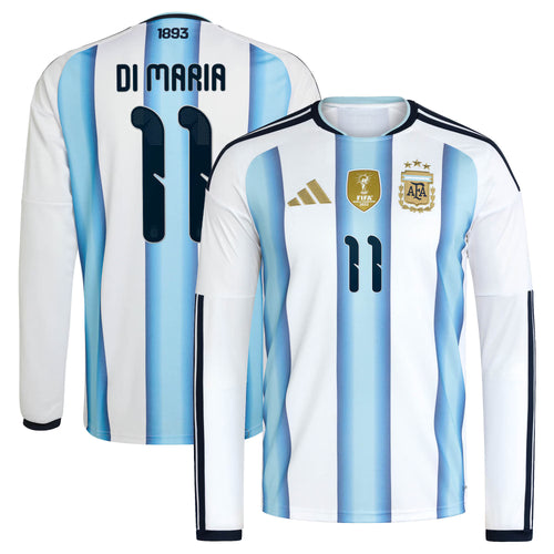 Angel Di Maria Argentina National Team 2026 Home Replica Long Sleeve Jersey - White