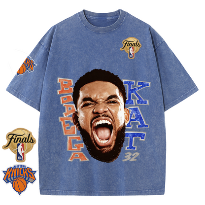 NY Basketball Vintage Washed Finals Premium Patch Tee