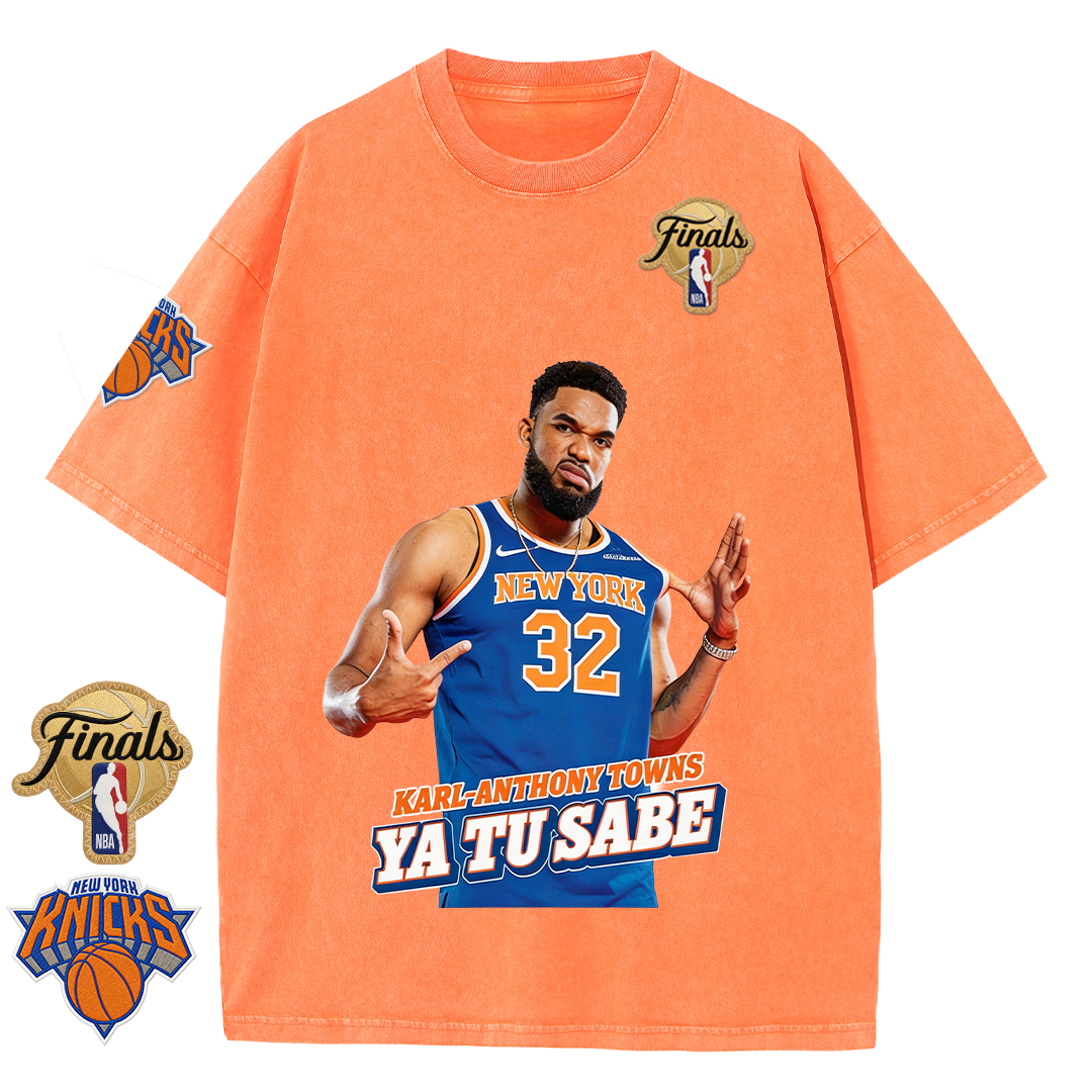 NY Basketball Vintage Washed Finals Premium Patch Tee