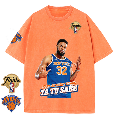 NY Basketball Vintage Washed Finals Premium Patch Tee