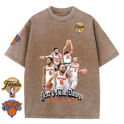 NY Basketball Vintage Washed Finals Premium Patch Tee