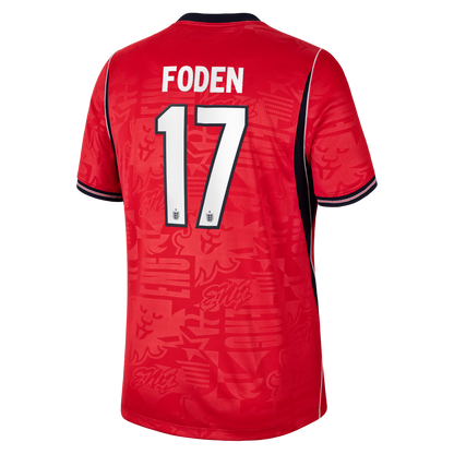 Phil Foden England National Team 2026 Away Stadium Replica Jersey - Red