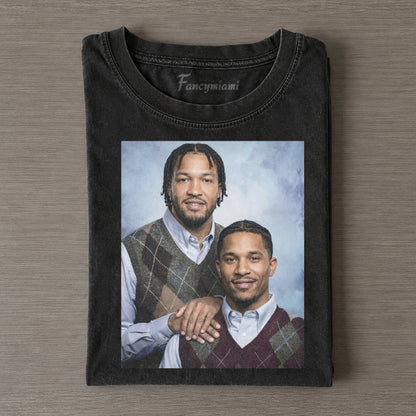 JALEN BRUNSON & Joshua Aaron Hart   – White Streetwear Graphic T-Shirt