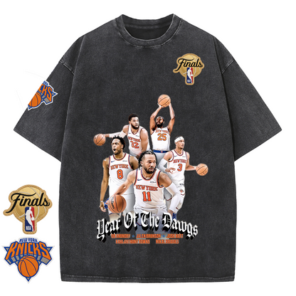 NY Basketball Vintage Washed Finals Premium Patch Tee
