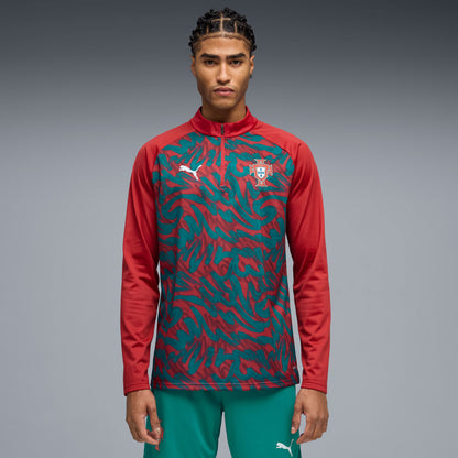 Portugal National Team Pre-Match Quarter-Zip Top - Red