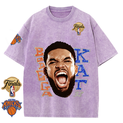 NY Basketball Vintage Washed Finals Premium Patch Tee