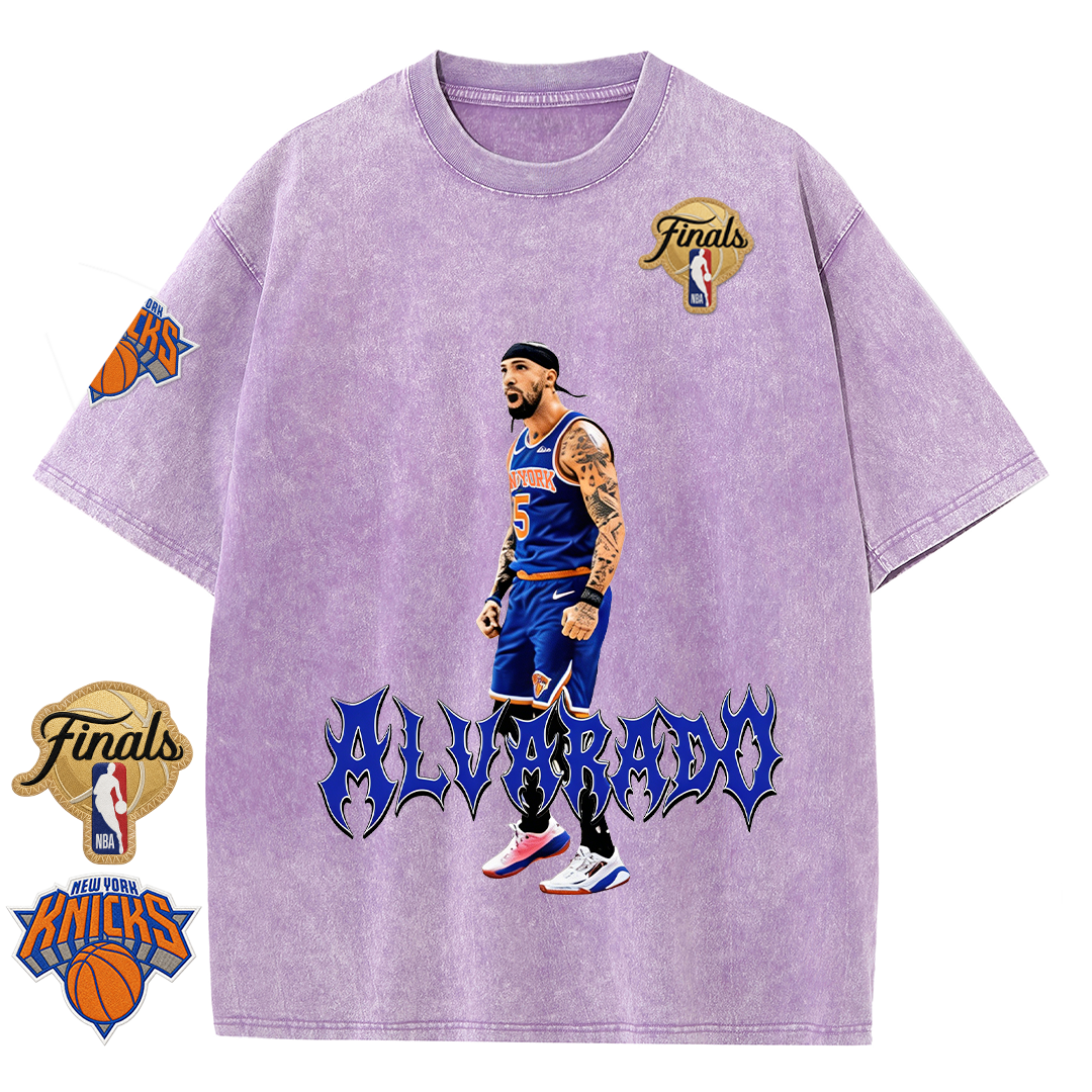 NY Basketball Vintage Washed Finals Premium Patch Tee