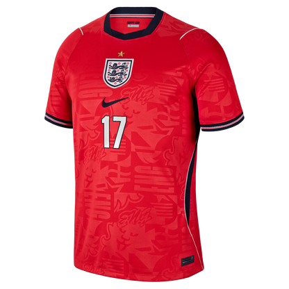 Phil Foden England National Team 2026 Away Stadium Replica Jersey - Red