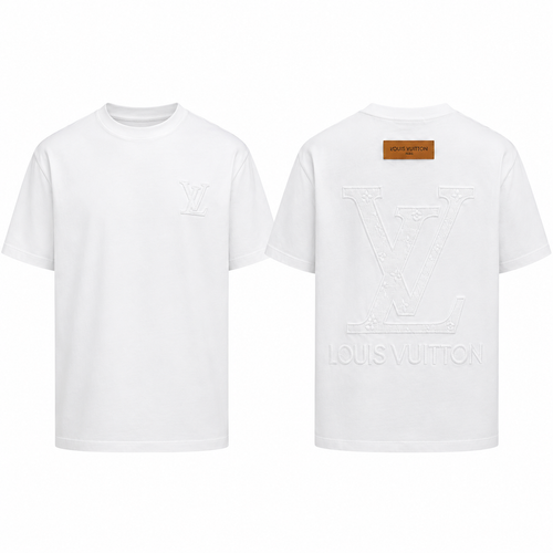 White Tonal Embossed Embroidery T-Shirt