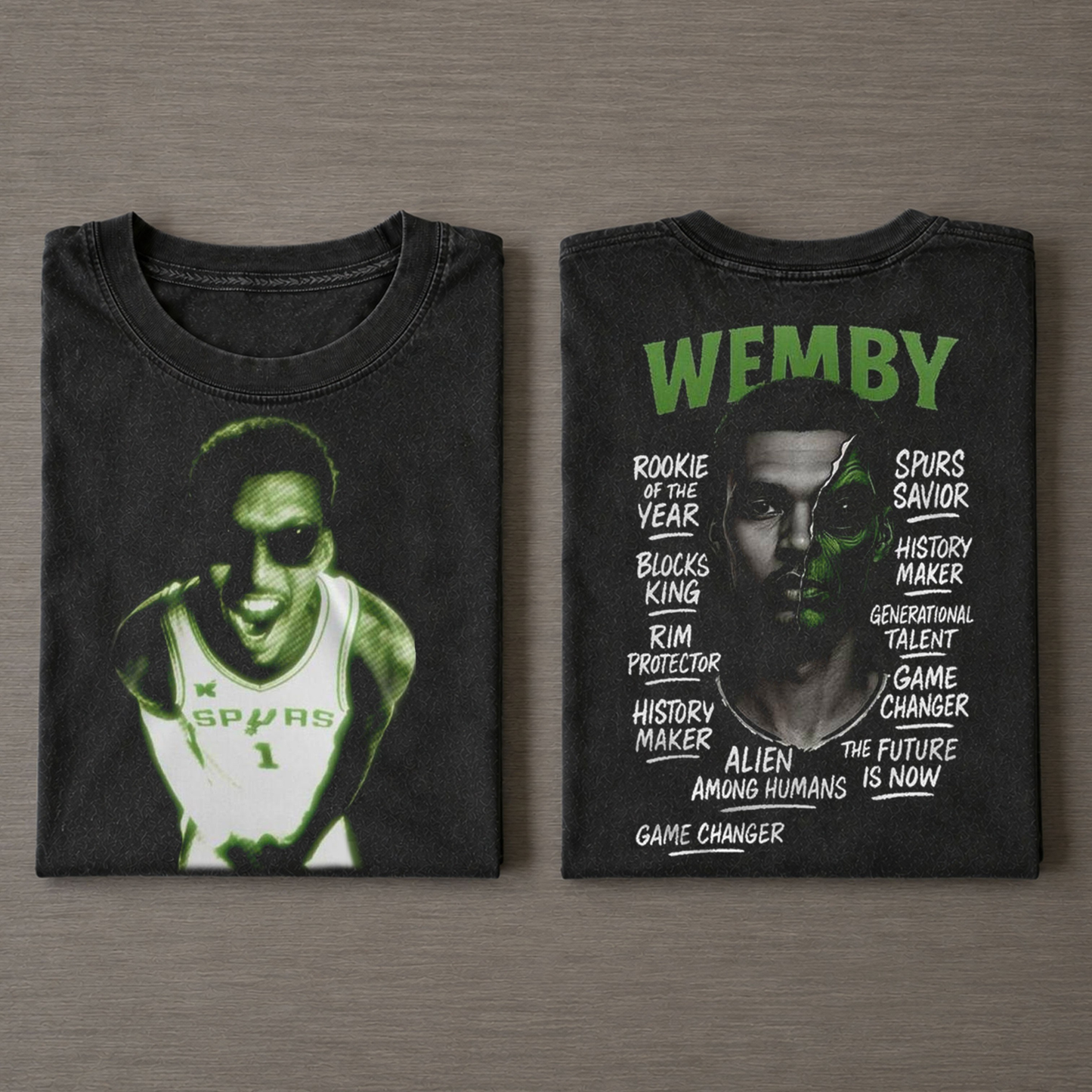 San Antonio Spurs Victor Wembanyama Wemby Alien – Vintage Washed Graphic T-Shirt