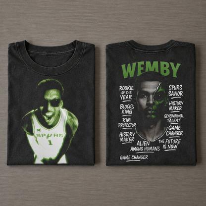 San Antonio Spurs Victor Wembanyama Wemby Alien – Vintage Washed Graphic T-Shirt