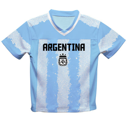 Lionel Messi Argentina National Team Vive La Fete Youth Painted Stripes Football Jersey - Light Blue