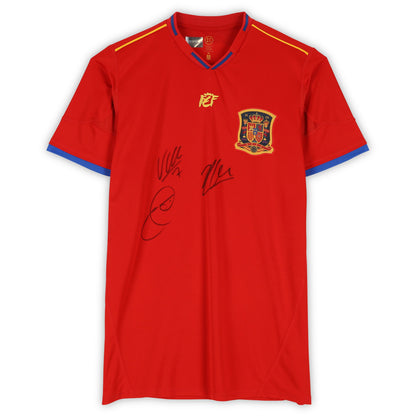 Xavi, Xabi Alonso & David Villa Spain National Team 2010 Red Home Jersey - Icons