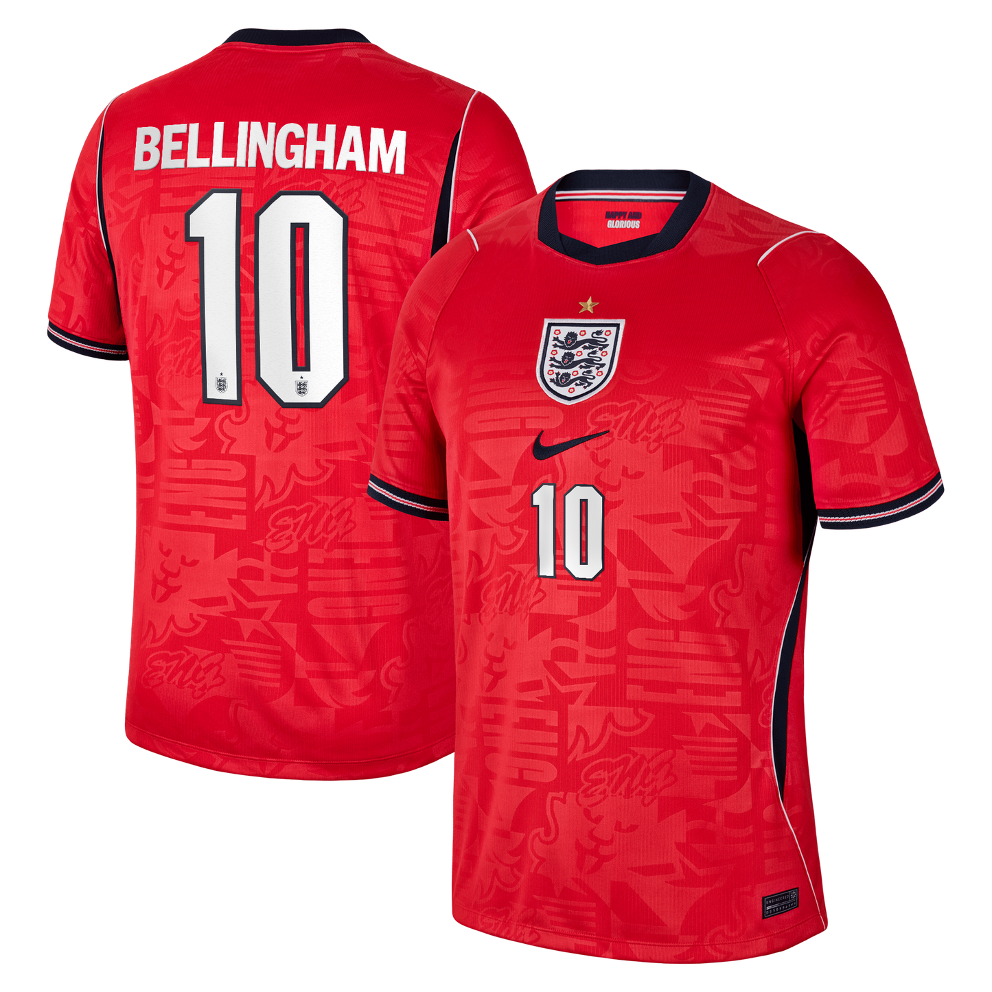 Jude Bellingham England National Team 2026 Away Stadium Replica Jersey - Red