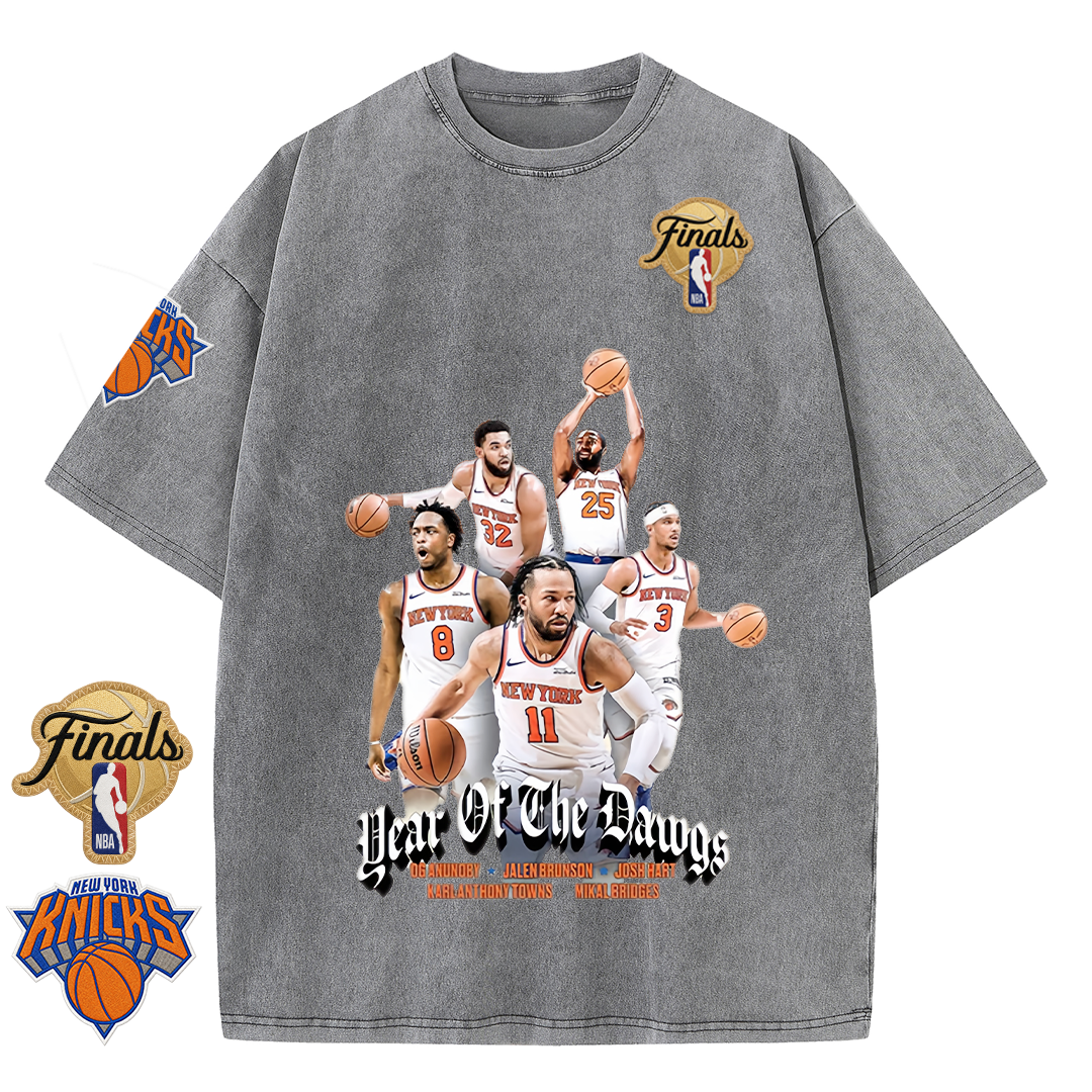 NY Basketball Vintage Washed Finals Premium Patch Tee