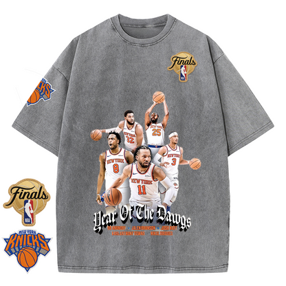 NY Basketball Vintage Washed Finals Premium Patch Tee