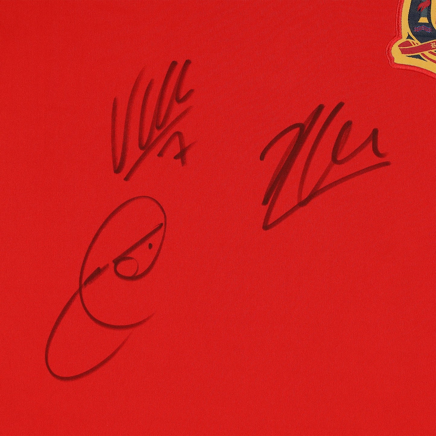 Xavi, Xabi Alonso & David Villa Spain National Team 2010 Red Home Jersey - Icons
