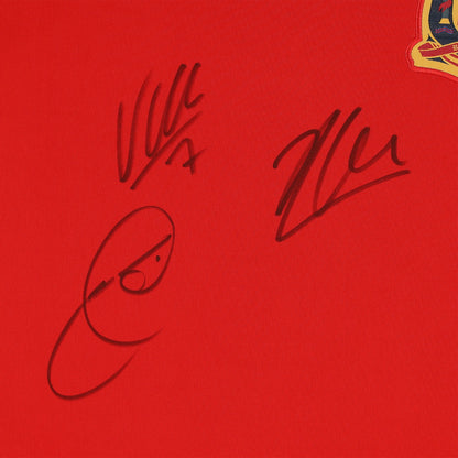 Xavi, Xabi Alonso & David Villa Spain National Team 2010 Red Home Jersey - Icons