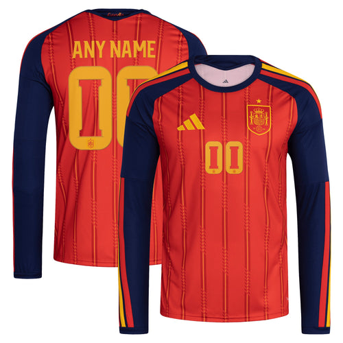 Spain National Team 2026 Home Replica Long Sleeve Custom Jersey - Red