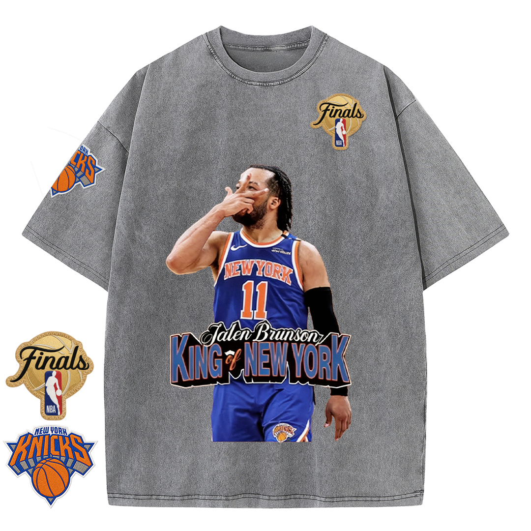 NY Basketball Vintage Washed Finals Premium Patch Tee
