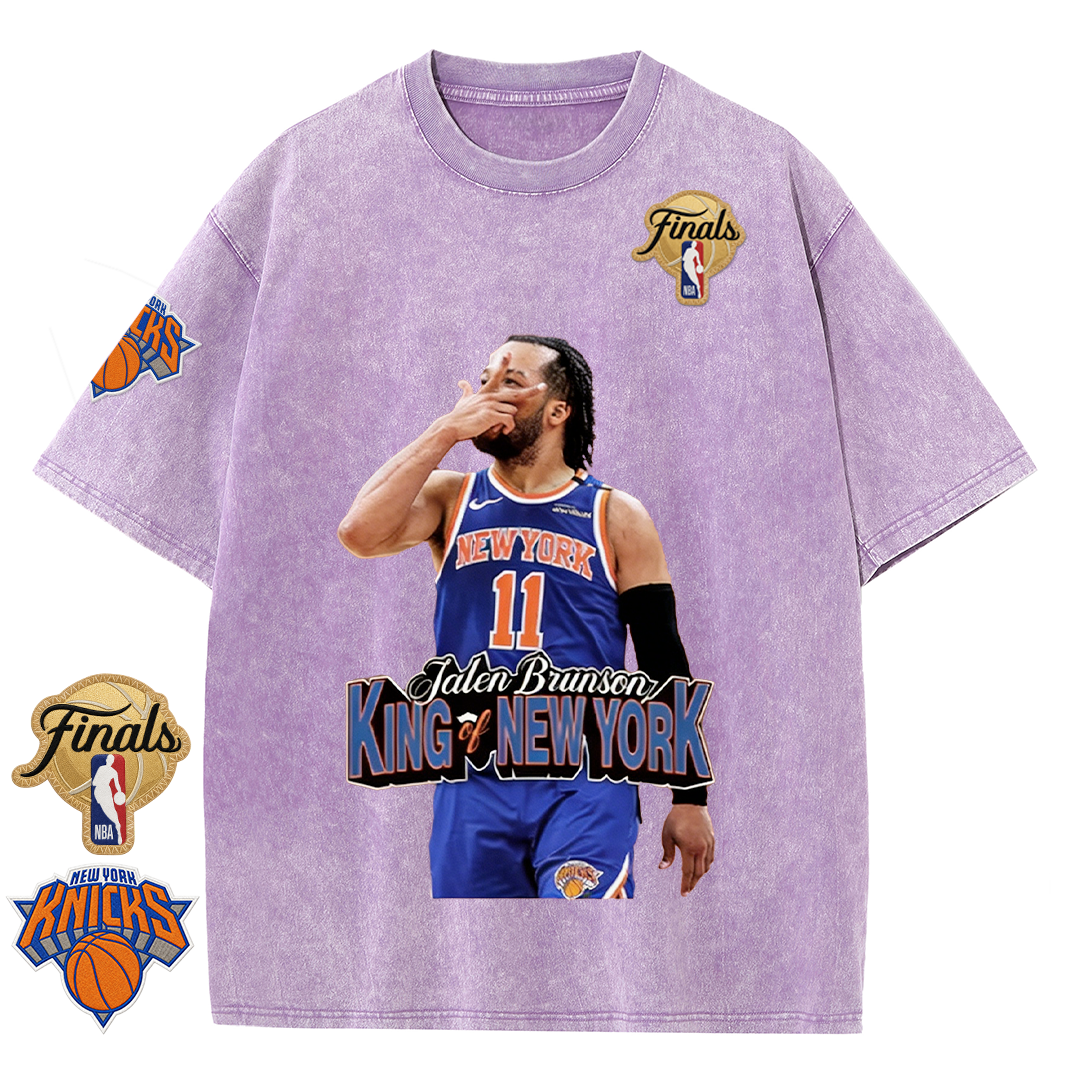 NY Basketball Vintage Washed Finals Premium Patch Tee