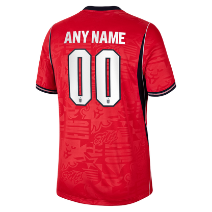 England National Team 2026 Away Stadium Replica Custom Jersey - Red