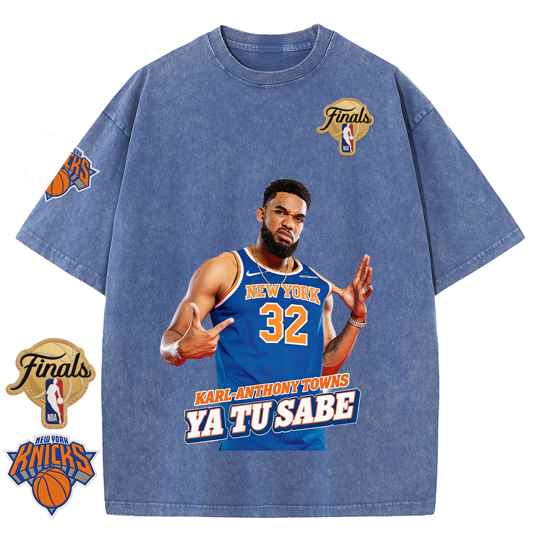 NY Basketball Vintage Washed Finals Premium Patch Tee