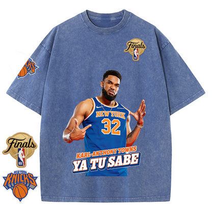 NY Basketball Vintage Washed Finals Premium Patch Tee