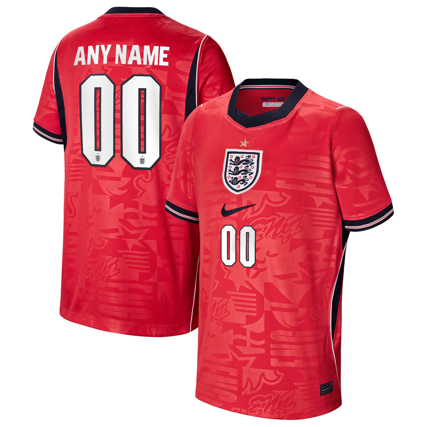 England National Team Youth 2026 Away Stadium Replica Custom Jersey - Red