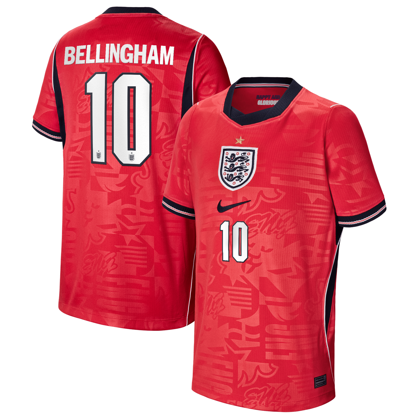 Jude Bellingham England National Team Youth 2026 Away Stadium Replica Jersey - Red