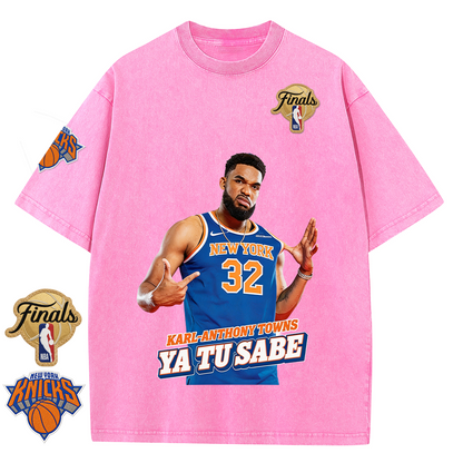 NY Basketball Vintage Washed Finals Premium Patch Tee