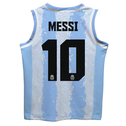 Lionel Messi Argentina National Team Vive La Fete Youth Painted Stripes Basketball Jersey - Light Blue